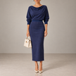 Fiammetta Draped-Neck Fitted Midi Dress