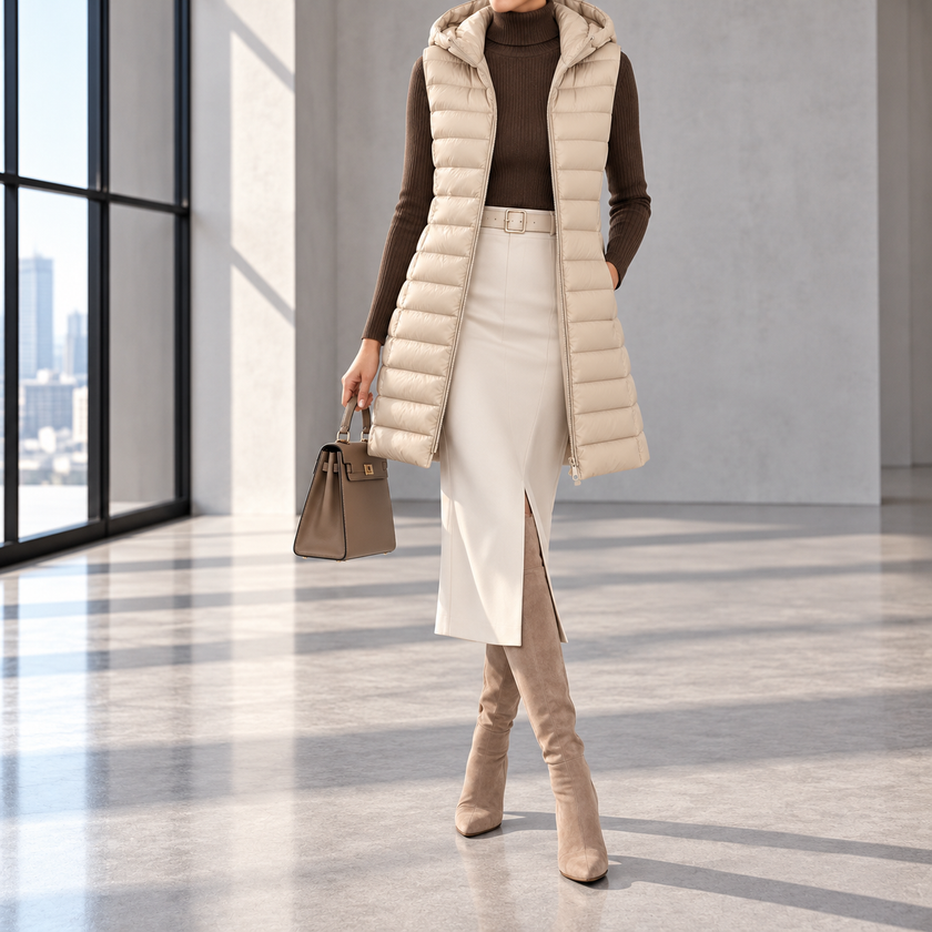 Allegra Hooded Longline Quilted Vest
