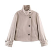Raffaella Asymmetric Stand-Collar Wool Jacket