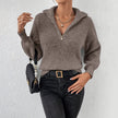 Silvana Ribbed Half-Zip Stand-Collar Sweater