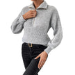 Silvana Ribbed Half-Zip Stand-Collar Sweater