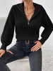 Silvana Ribbed Half-Zip Stand-Collar Sweater