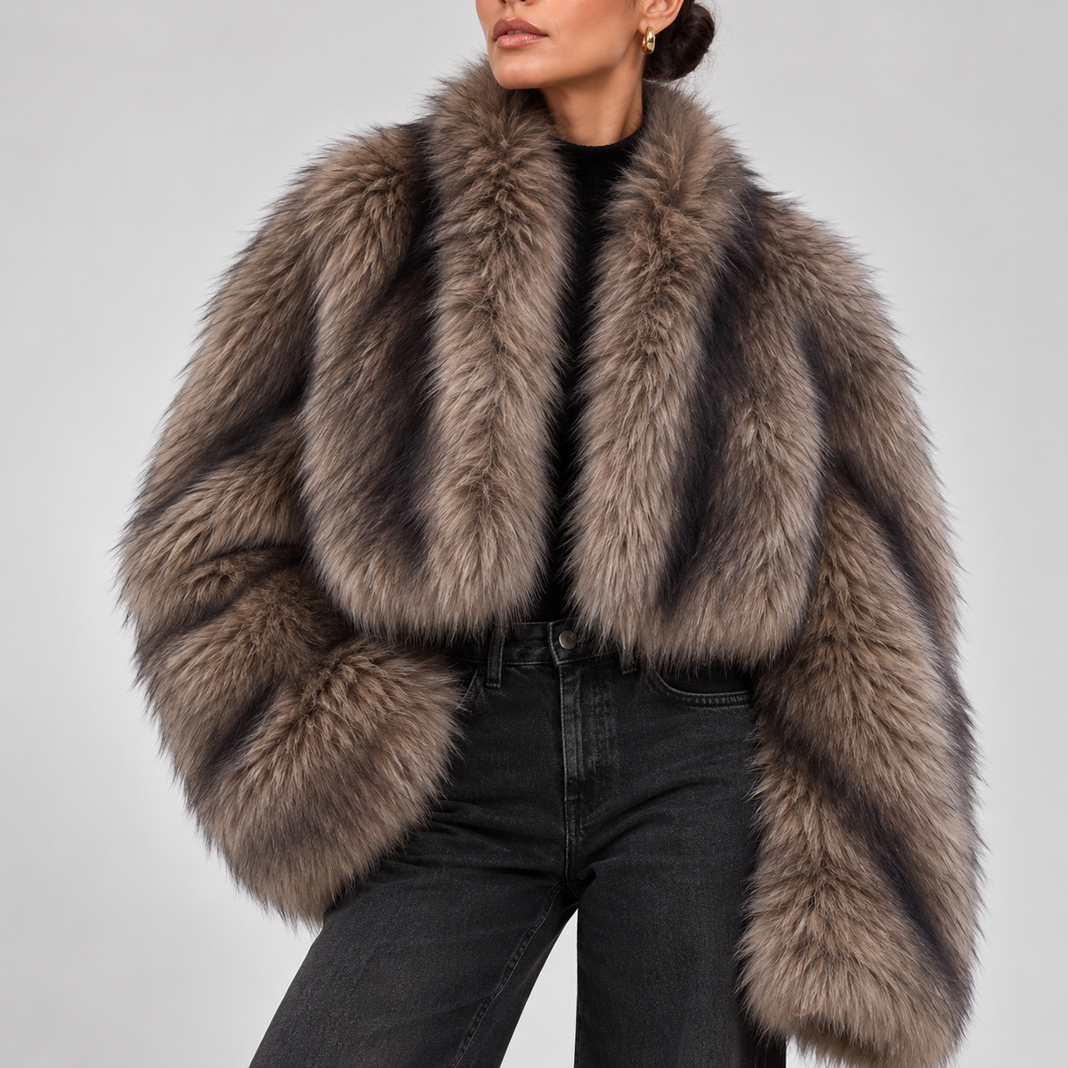 Estelle Oversized Open-Front Faux-Fur Jacket