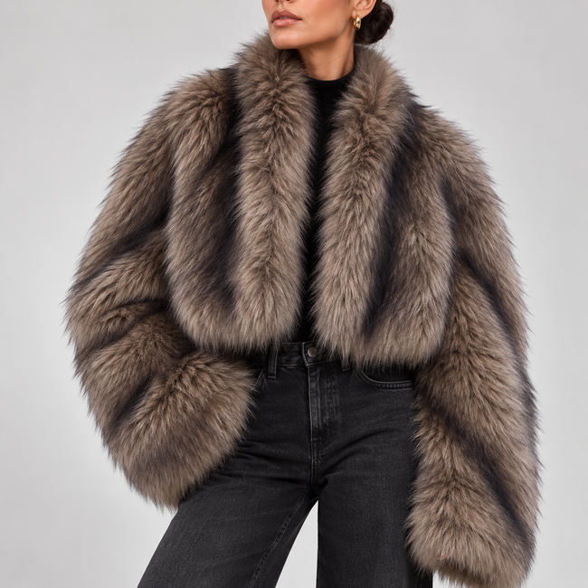 Estelle Oversized Open-Front Faux-Fur Jacket