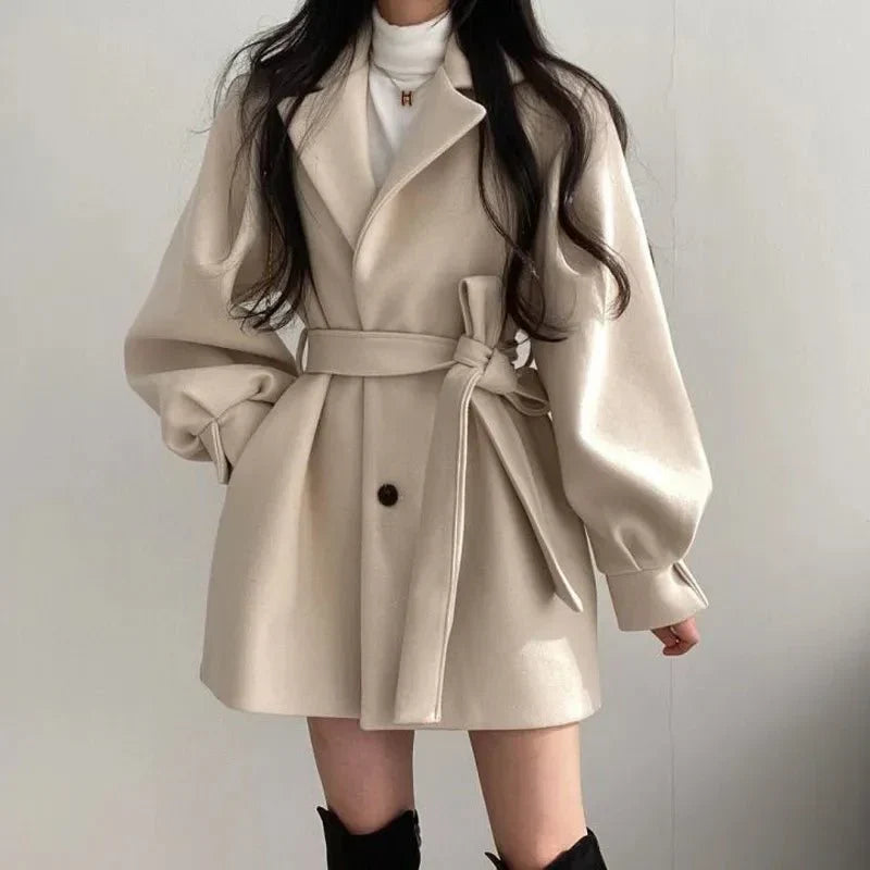 Carlotta Belted Lapel Short Coat