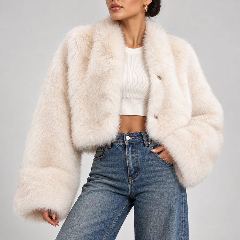 Estelle Oversized Open-Front Faux-Fur Jacket