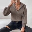 Silvana Ribbed Half-Zip Stand-Collar Sweater