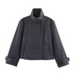 Raffaella Asymmetric Stand-Collar Wool Jacket