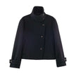 Raffaella Asymmetric Stand-Collar Wool Jacket