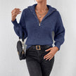 Silvana Ribbed Half-Zip Stand-Collar Sweater