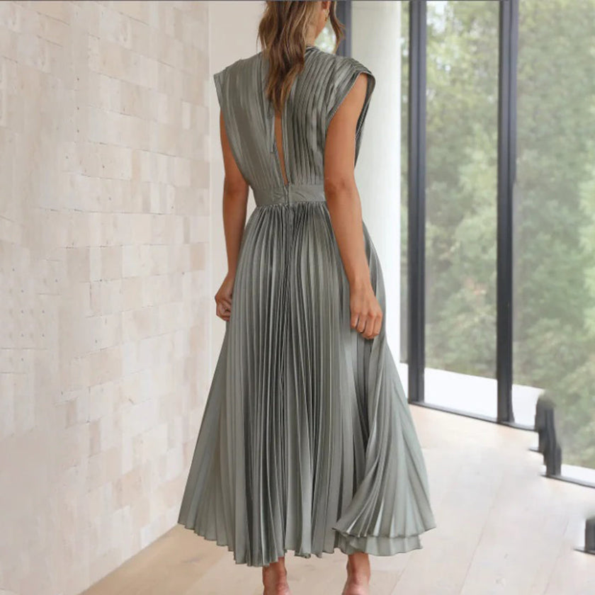Seraphina Pleated V-Neck Midi Dress Occasion Formal