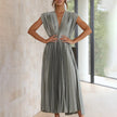 Seraphina Pleated V-Neck Midi Dress Occasion Formal