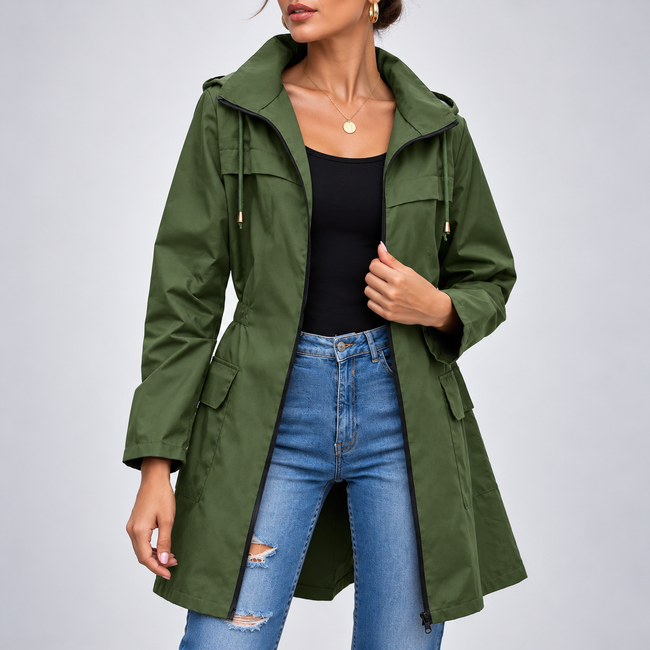 Sabrina Windproof Zip-Front A-Line Jacket