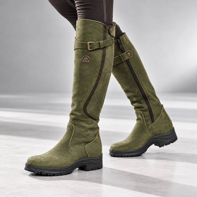 Giada Buckle-Strap Knee-High Leather Riding Boots