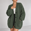 Paolina Relaxed Button-Front Pocket Cardigan