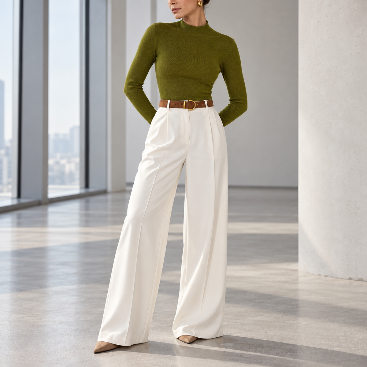 Viviana Mock-Neck Wool-Blend Knit Top