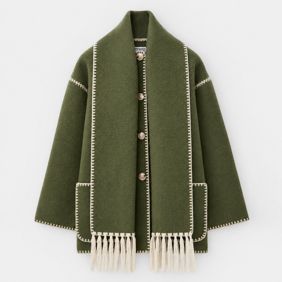 Bettina Fringed Blanket Scarf Wrap Coat