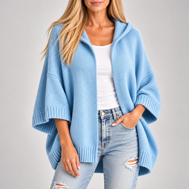 Rosaria Hooded Open-Front Knit Cardigan