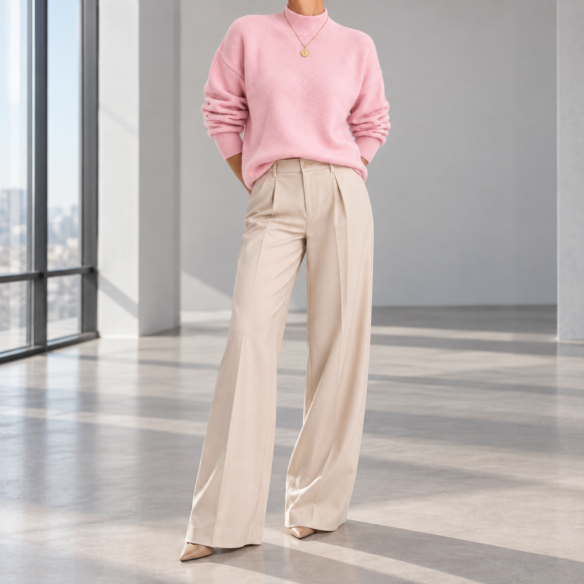 Magnolia Ribbed Roll-Neck Knit Sweater