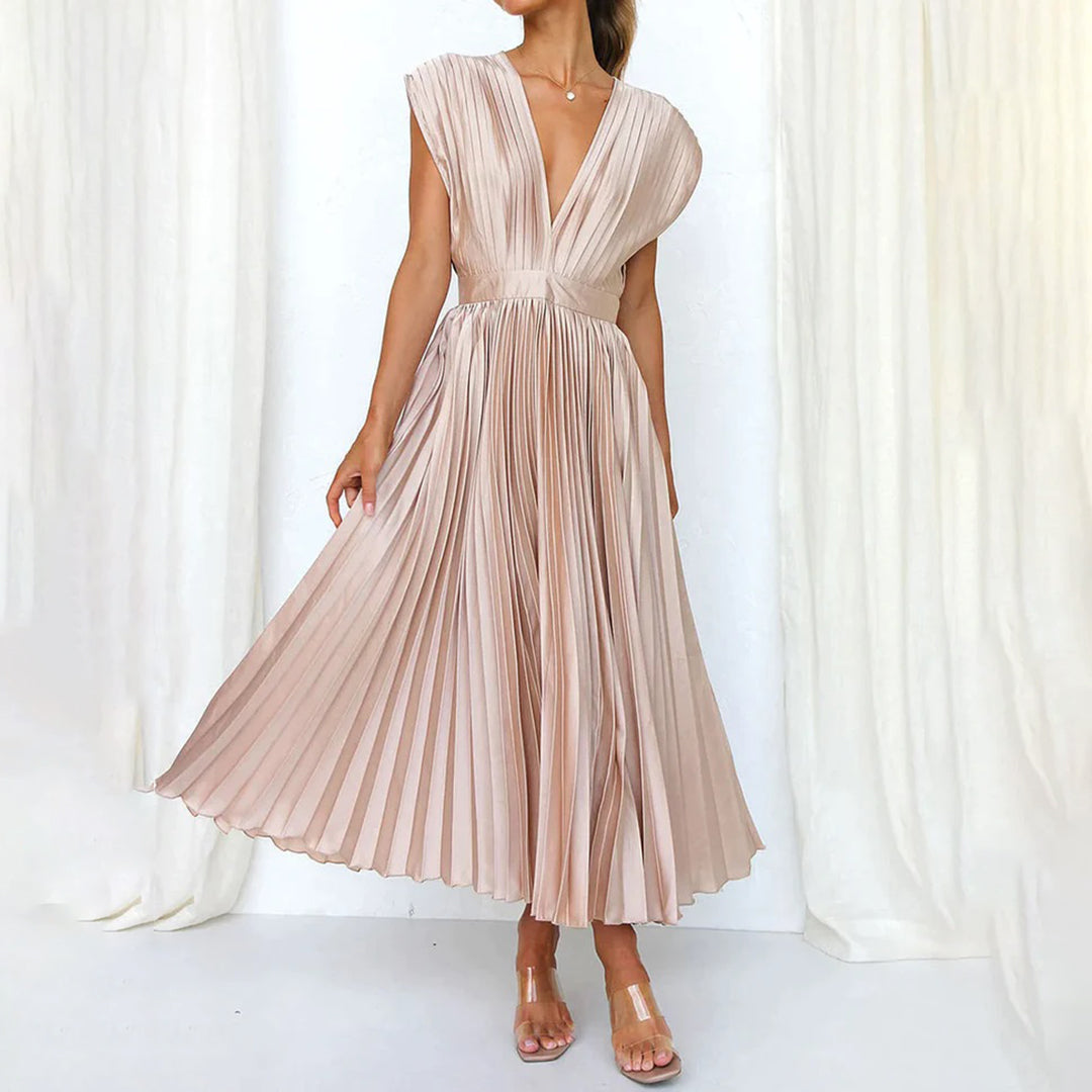 Seraphina Pleated V-Neck Midi Dress Occasion Formal