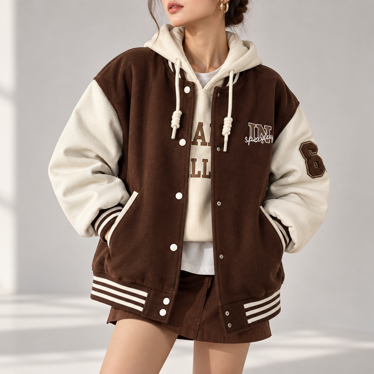 Lucinda Oversized Letterman Varsity Jacket