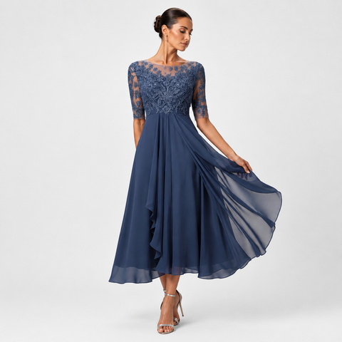 Lace Maxi Dress Long Sleeve Elegant Formal Evening Party Dress