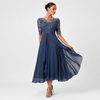 Lace Maxi Dress Long Sleeve Elegant Formal Evening Party Dress