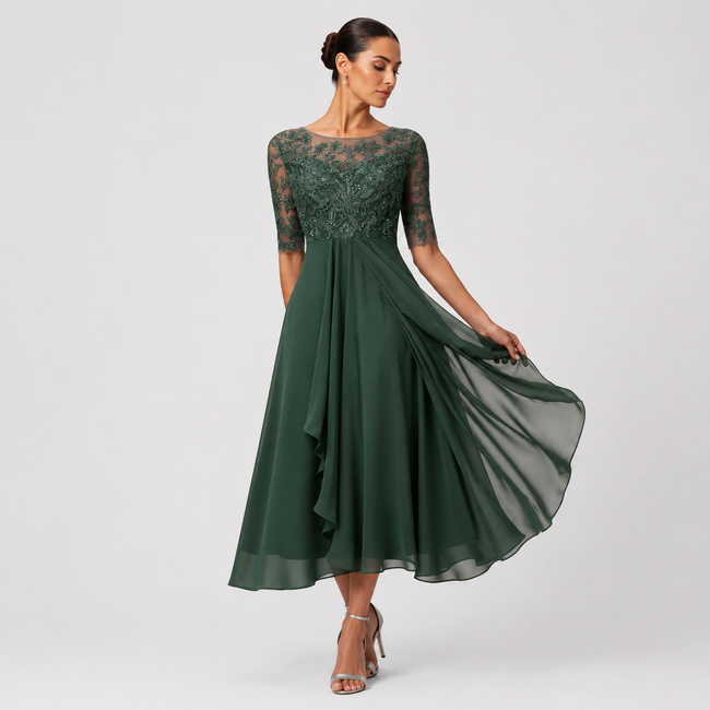 Lace Maxi Dress Long Sleeve Elegant Formal Evening Party Dress