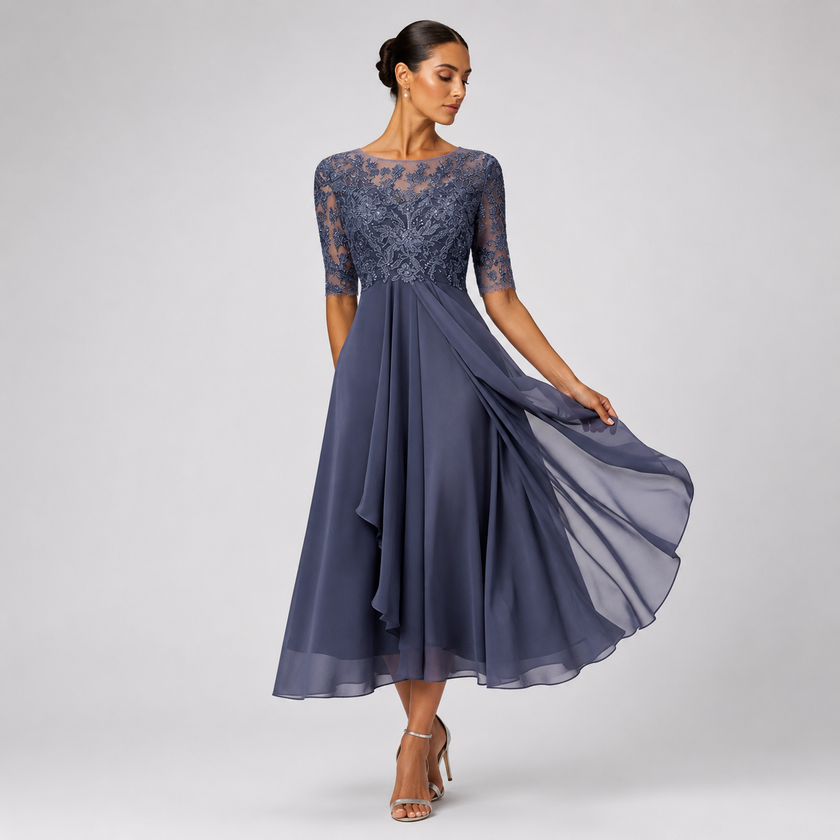 Lace Maxi Dress Long Sleeve Elegant Formal Evening Party Dress