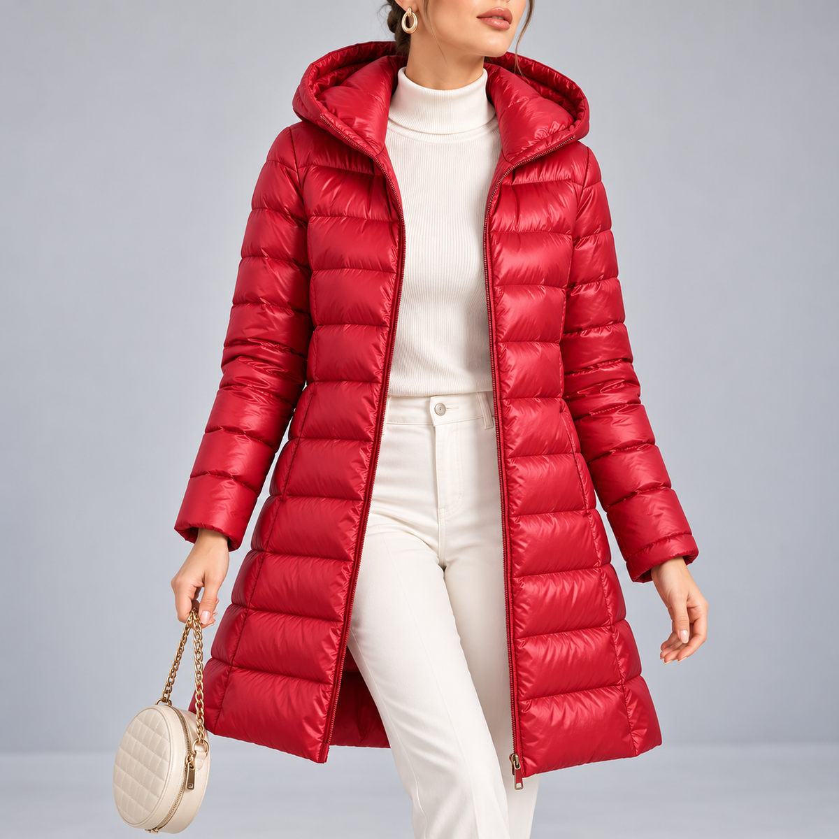 Marianne Hooded Long Quilted Down Jacket
