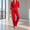 Serenella Zip-Neck Knit Wide-Leg Pants Set