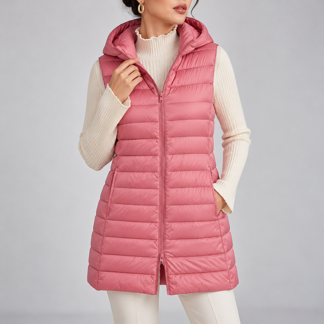 Allegra Hooded Longline Quilted Vest