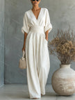 Amara Wrap V-Neck Wide-Leg Maxi Jumpsuit