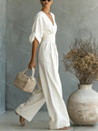 Amara Wrap V-Neck Wide-Leg Maxi Jumpsuit
