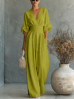 Amara Wrap V-Neck Wide-Leg Maxi Jumpsuit