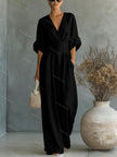 Amara Wrap V-Neck Wide-Leg Maxi Jumpsuit