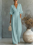 Amara Wrap V-Neck Wide-Leg Maxi Jumpsuit