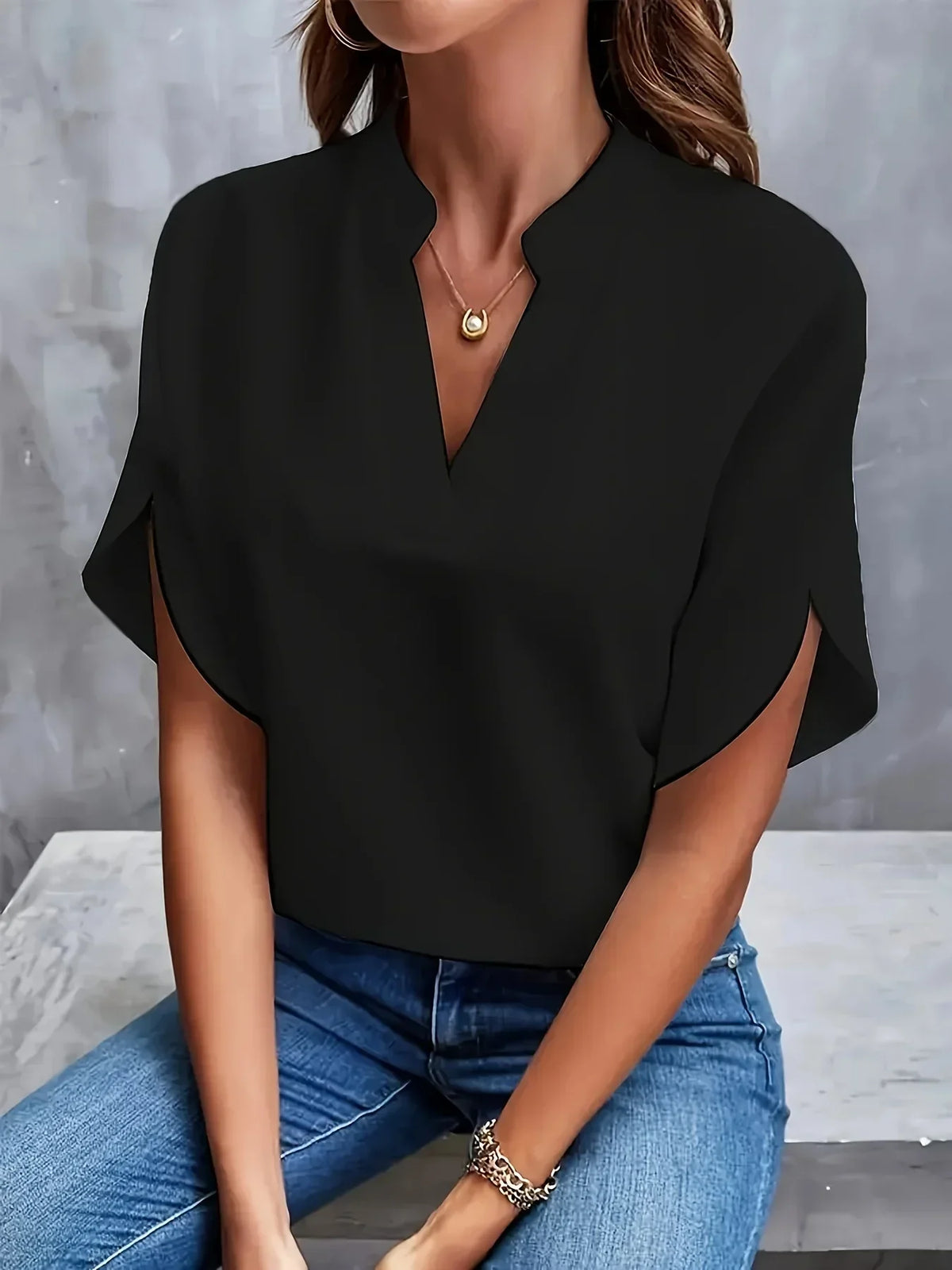 Vivienne V-Neck Flutter Sleeve Blouse Casual Professional