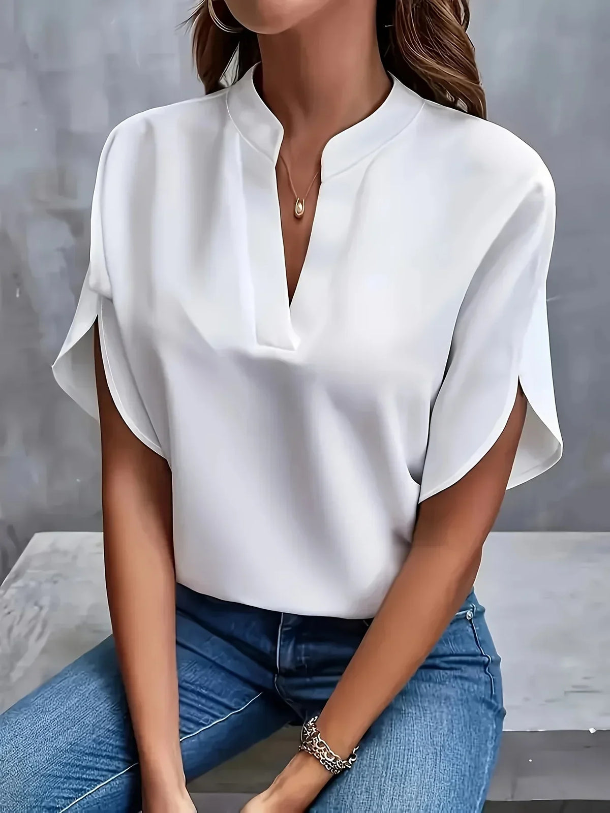 Vivienne V-Neck Flutter Sleeve Blouse Casual Professional