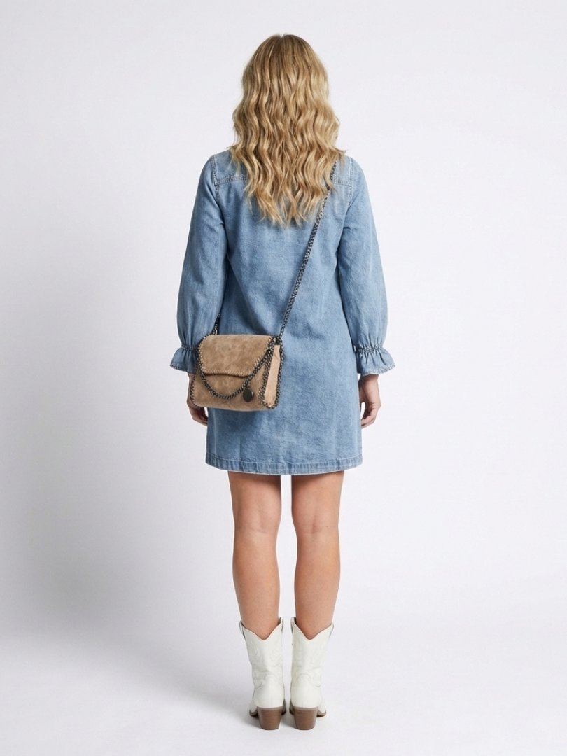 Arianna Button-Front Denim Shirt Dress