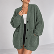Paolina Relaxed Button-Front Pocket Cardigan
