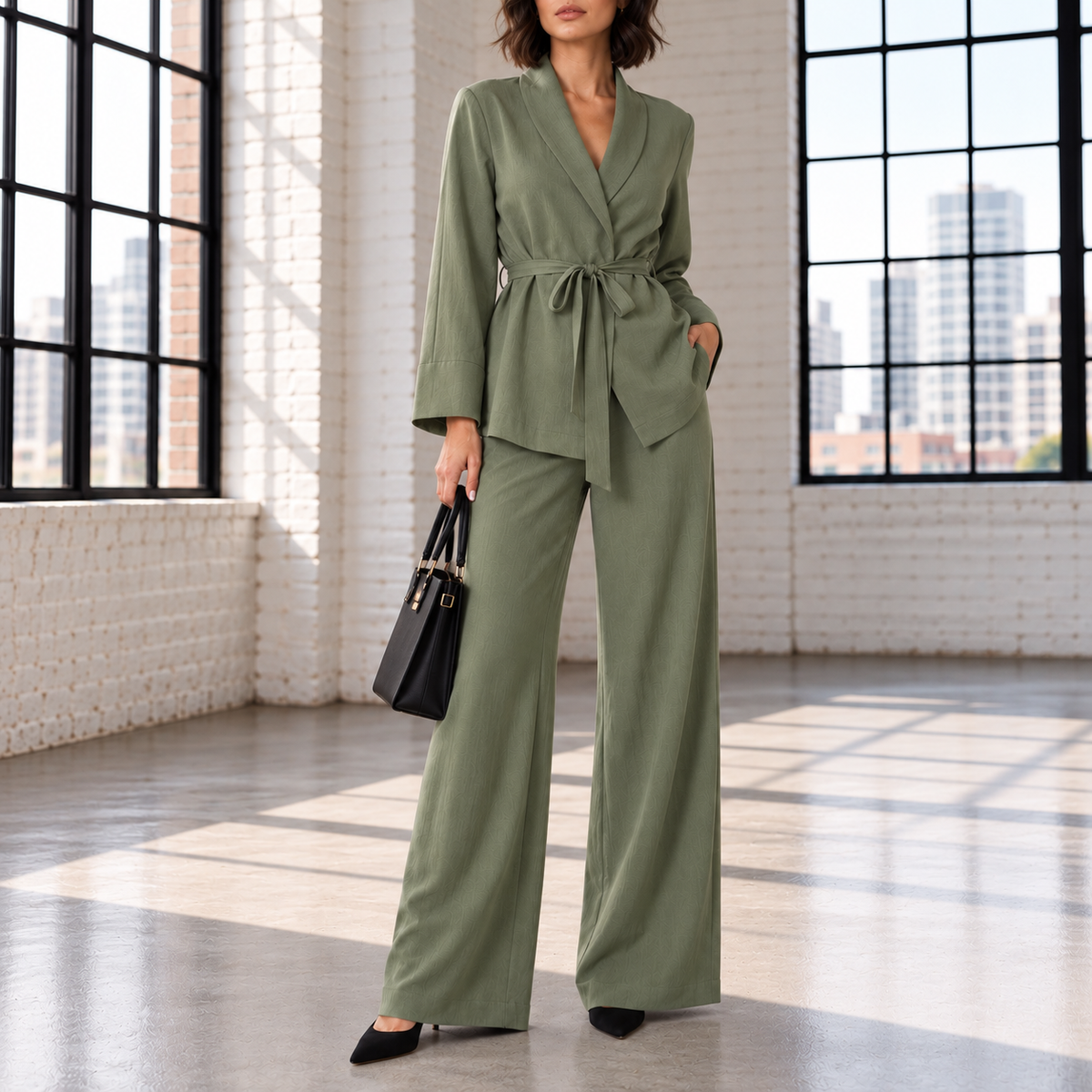 Matilde Draped Tunic Wide-Leg Pant Set