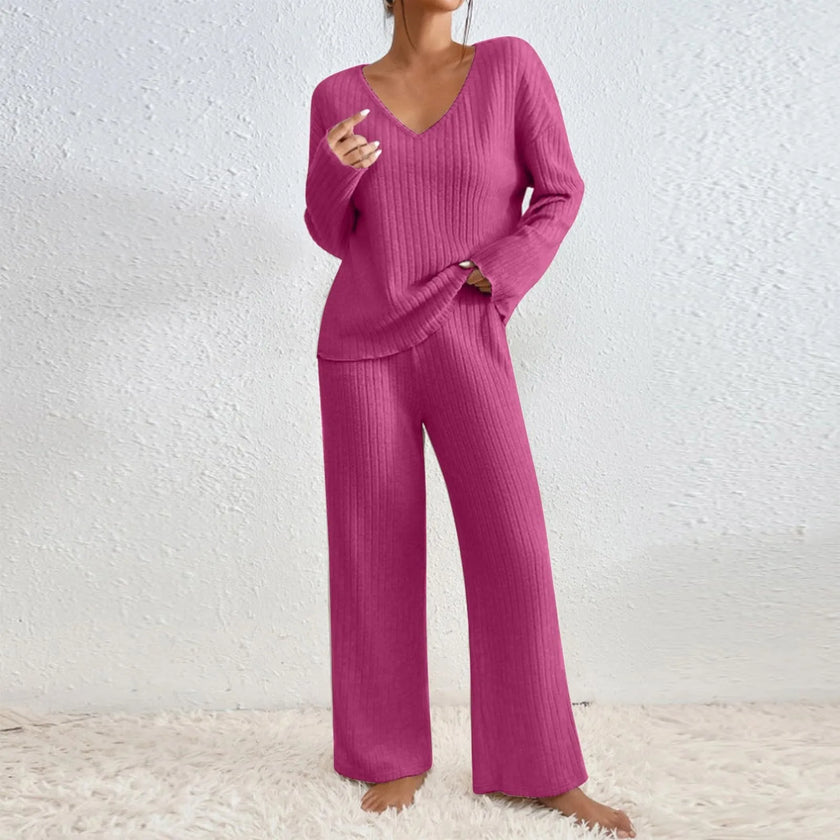 Mila Ribbed Knit Two Piece Lounge Set