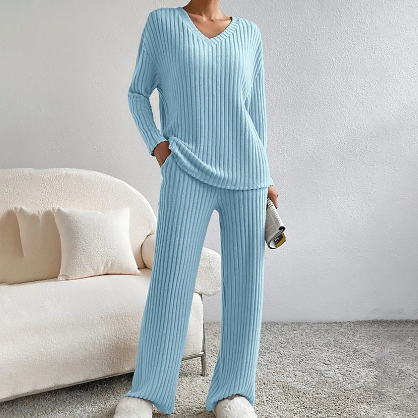 Mila Ribbed Knit Two Piece Lounge Set