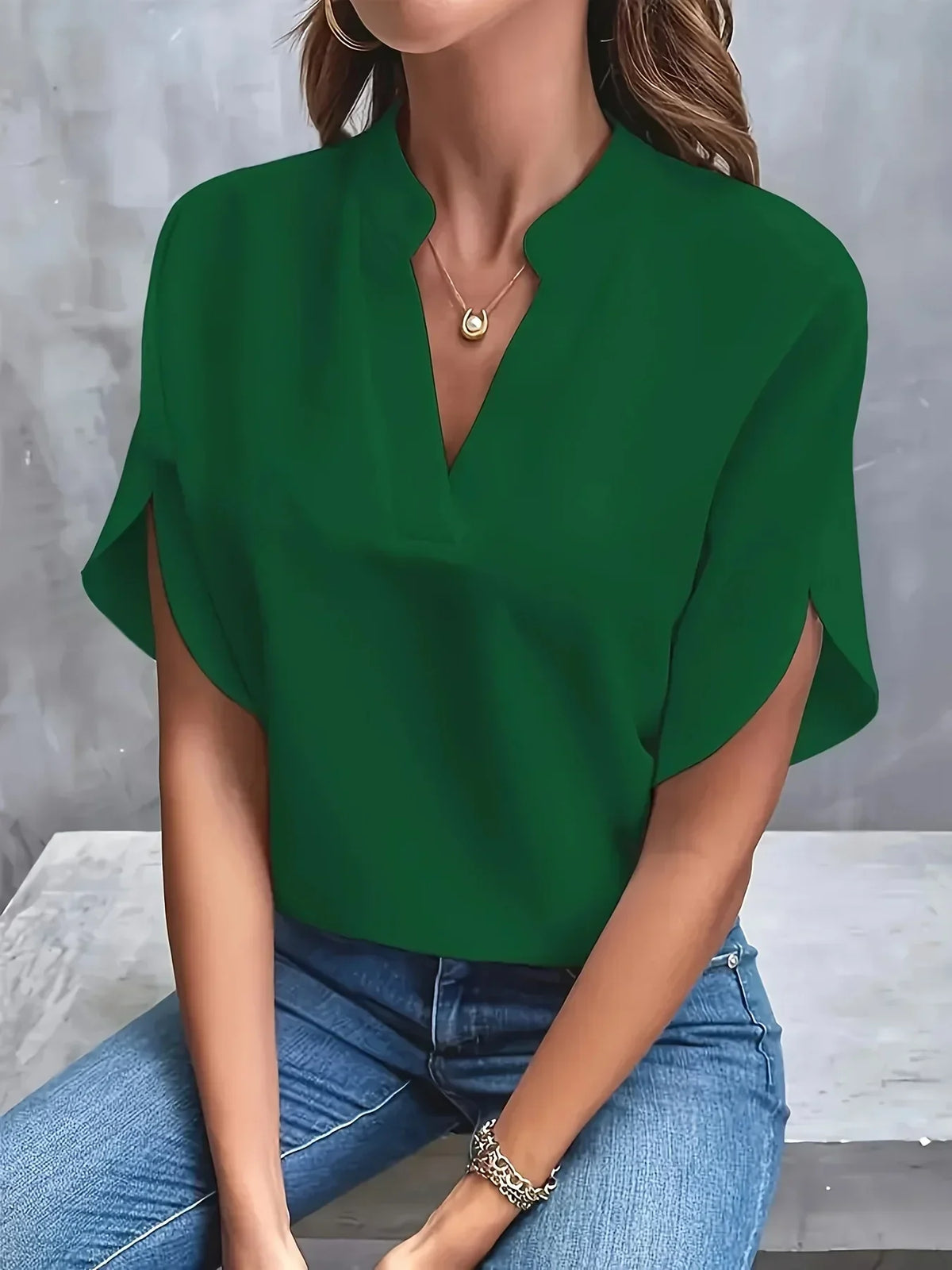 Vivienne V-Neck Flutter Sleeve Blouse Casual Professional