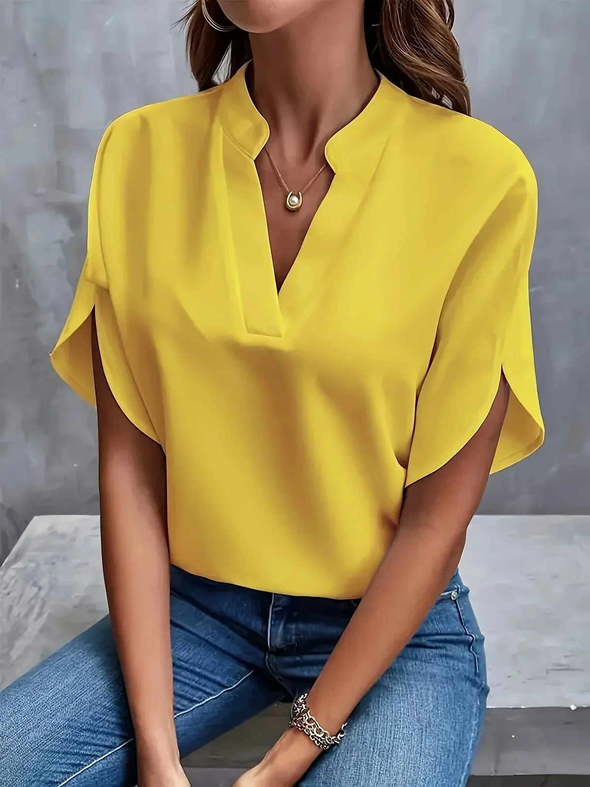 Vivienne V-Neck Flutter Sleeve Blouse Casual Professional