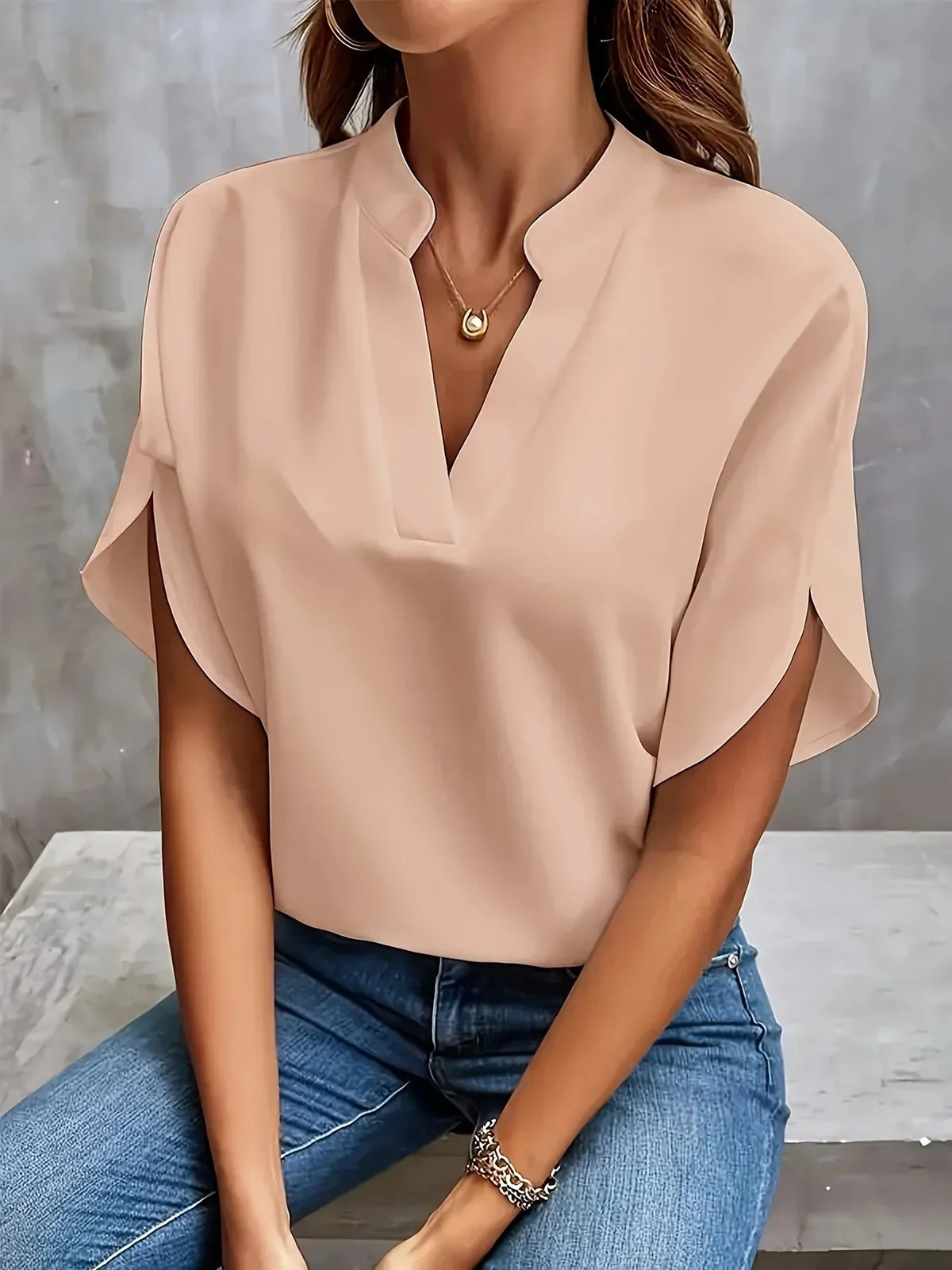 Vivienne V-Neck Flutter Sleeve Blouse Casual Professional