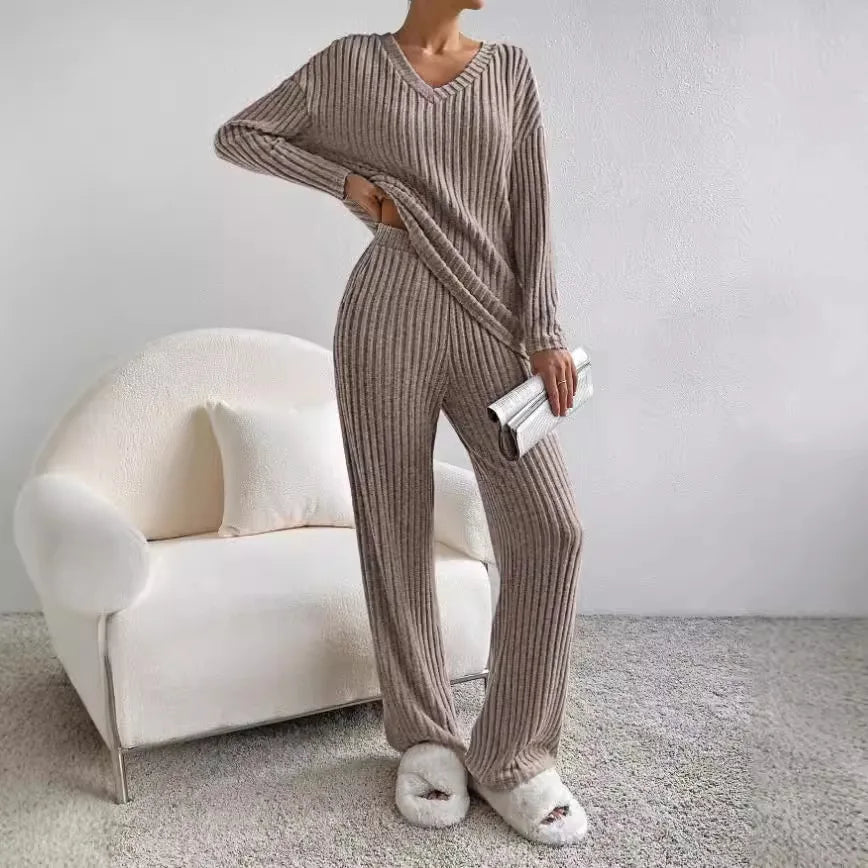 Mila Ribbed Knit Two Piece Lounge Set