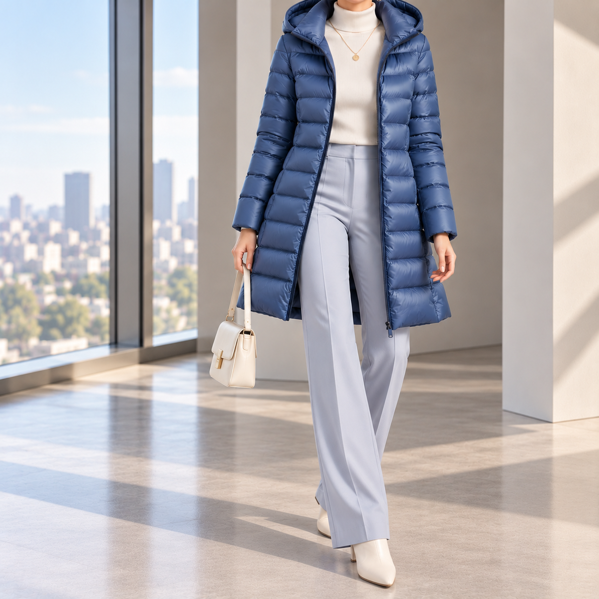 Marianne Hooded Long Quilted Down Jacket