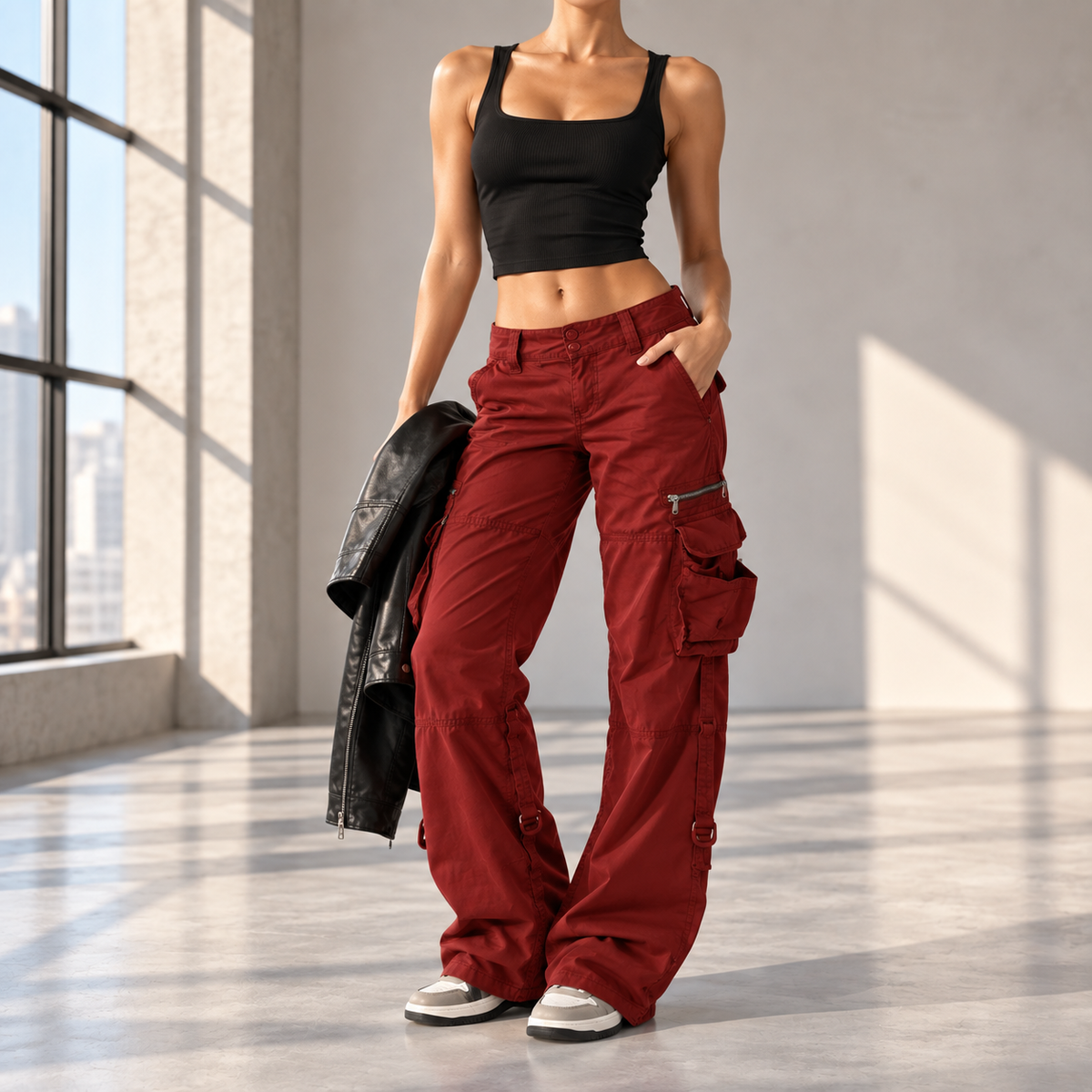 Delilah Relaxed Straight-Leg Cargo Pants